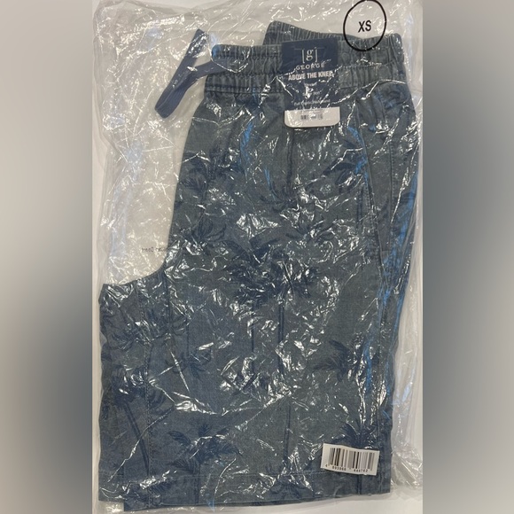 NWT - George Men's Blue/Palm "Above The Knee" with Stretch Shorts-Sizes XS S M L - Picture 5 of 6
